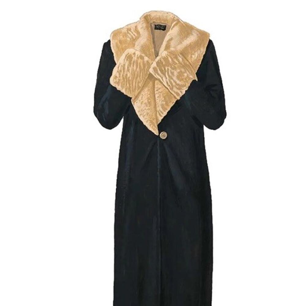 J. Peterman Co Coat Louise Brooks Black Cashmere Wool Women Flapper Maxi Size 4 - Picture 2 of 13